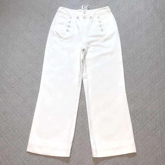 Lauren Ralph Lauren Jeans Co. White Wide Leg Sailor Jeans, 100% Cotton, Size 4 - Picture 3 of 16